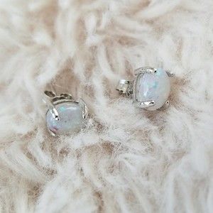 925 SILVER AND OPAL STUDS